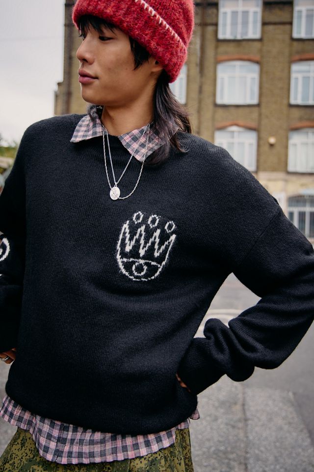 UO Schwarzer Doodle Pullover #3