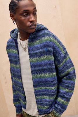 Ayker Blue Hollie Stripe Knit Hoodie