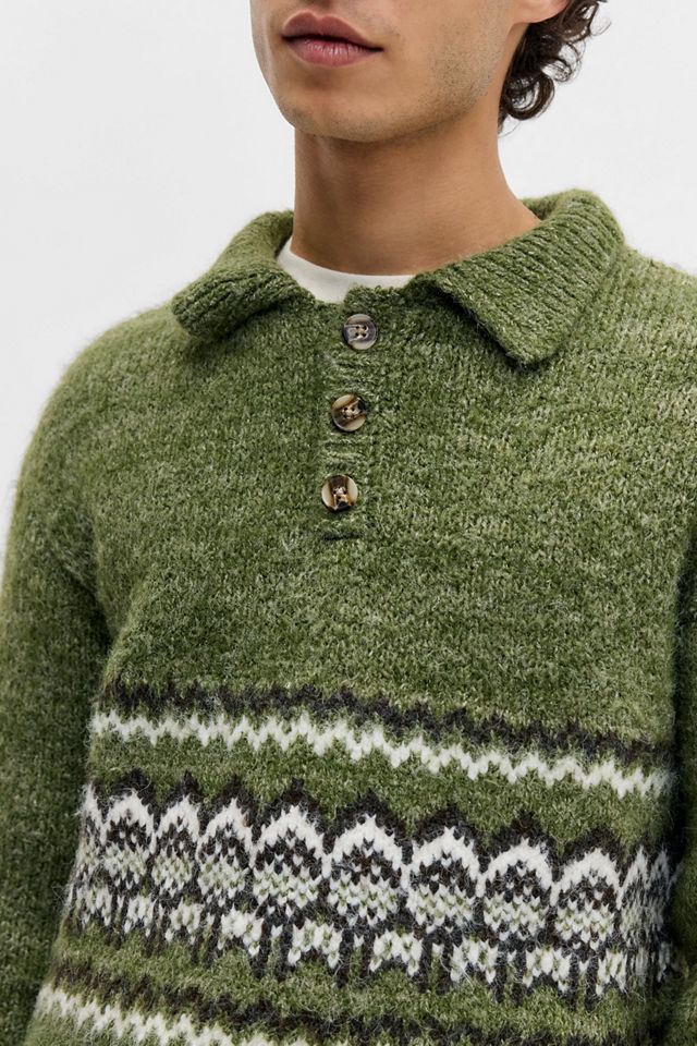 Pull polo jacquard vert BDG #1