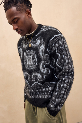 BDG Black Bandana Brushed Knit Jumper - Black S at Urban Outfitters