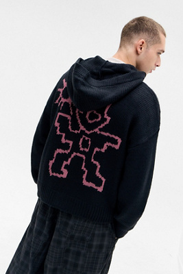 Ayker Navy Icon Zip-Through Knit Hoodie - Navy L at Urban Outfitters