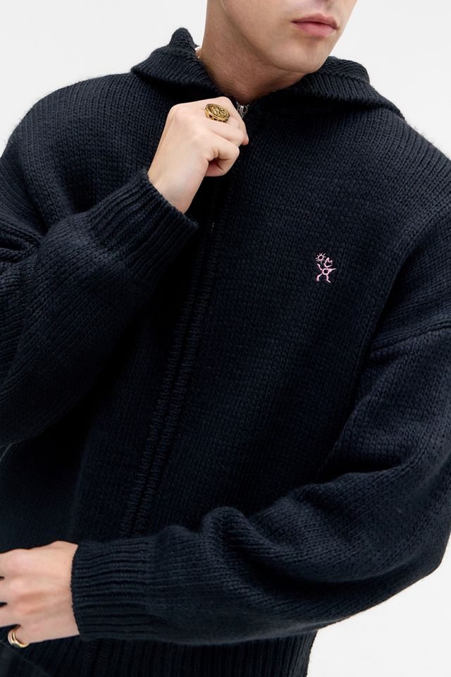 Ayker Navy Icon Zip-Through Knit Hoodie #1