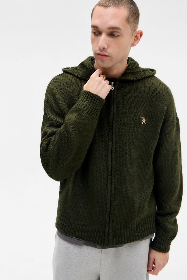 Ayker Khaki Icon Zip-Through Knit Hoodie #1