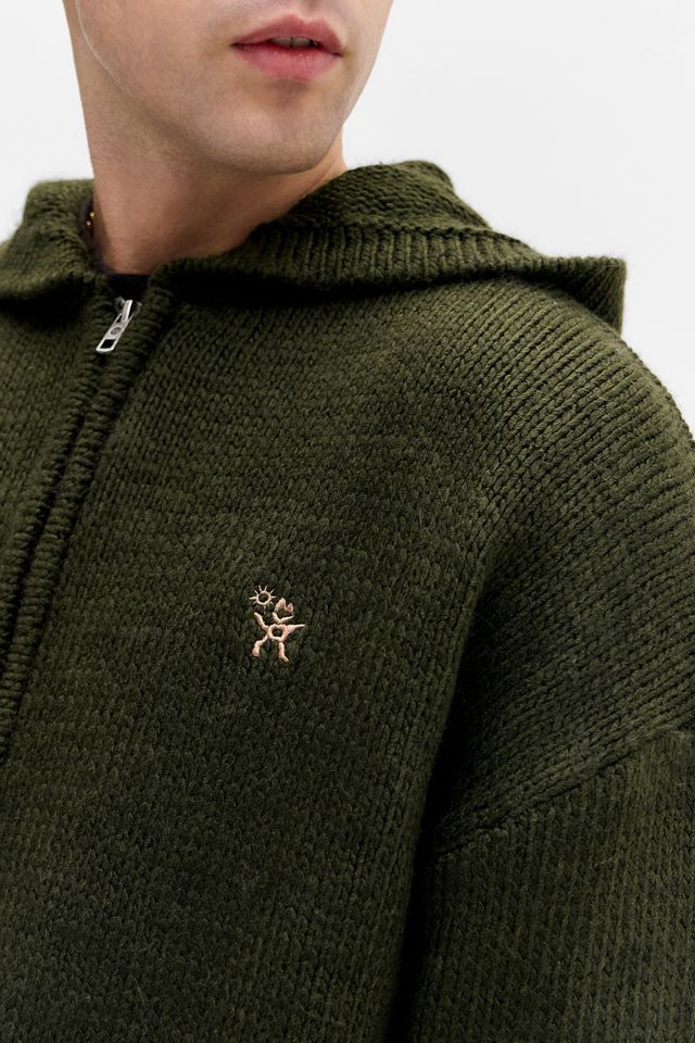 Ayker Khaki Icon Zip-Through Knit Hoodie #3