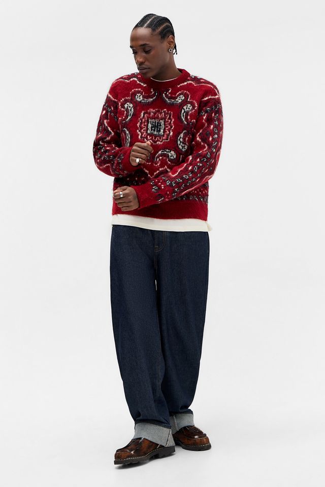 BDG Pull en tricot brossé bandana rouge #2