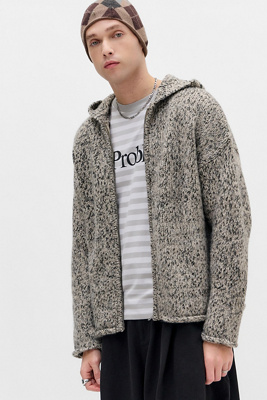 Ayker Stone Zip-Through Slub Hoodie - Sand XL at Urban Outfitters