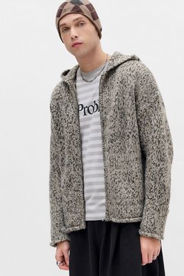 Ayker Stein Zip-Durch Slub Kapuzenpullover