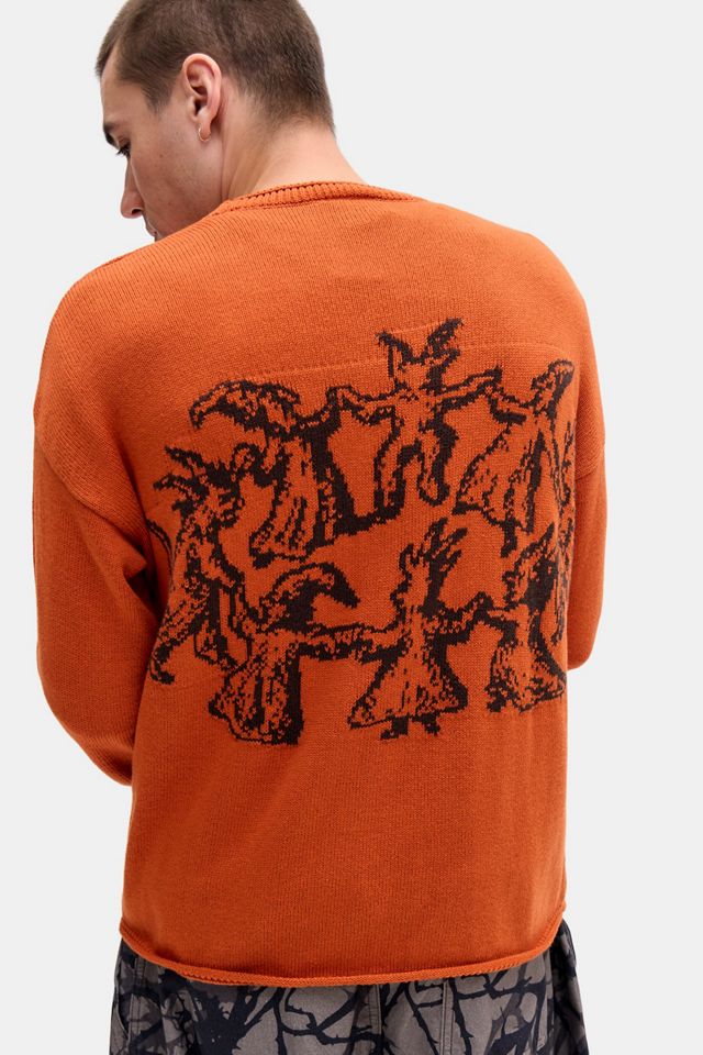 Ayker Orangefarbener Wirbel-Grafik-Strickpullover #1