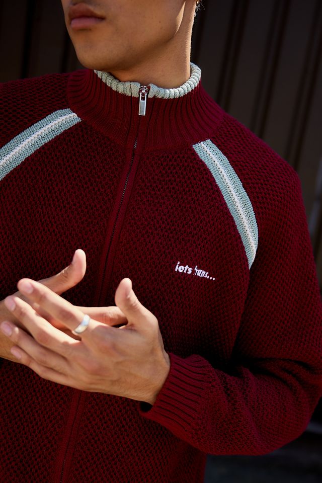 iets frans... Sport Zip-Through Mesh Strickpullover #1