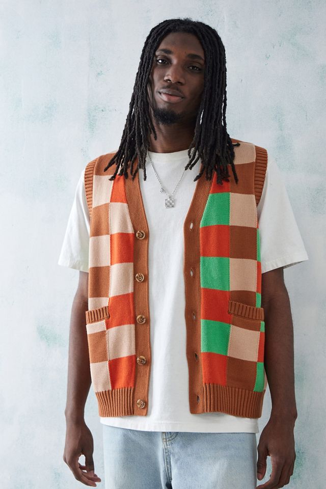 Checks Downtown Multicoloured Checkerboard Sleeveless Cardigan #1