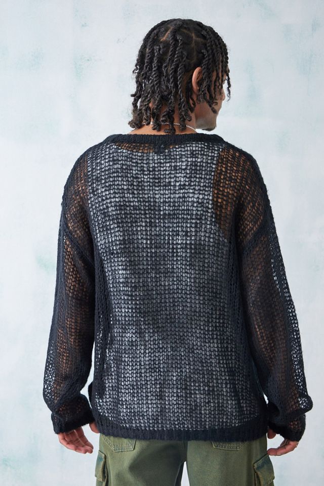 BDG Maglione nero spazzolato in maglia trasparente #2