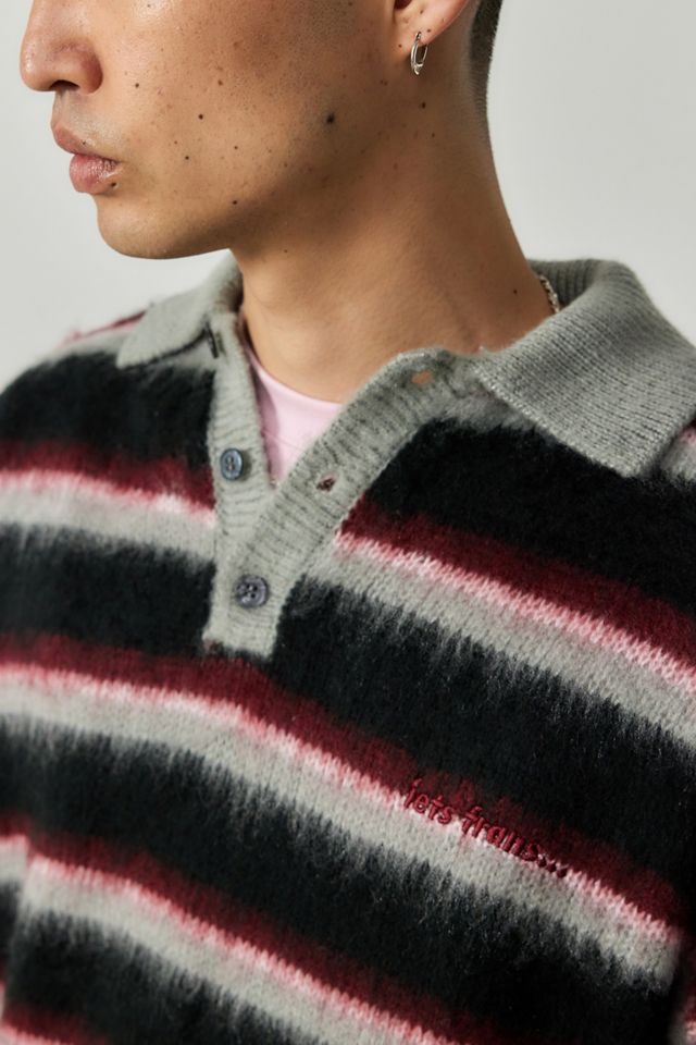 iets frans... Stripe Brushed Knit Polo Jumper #1