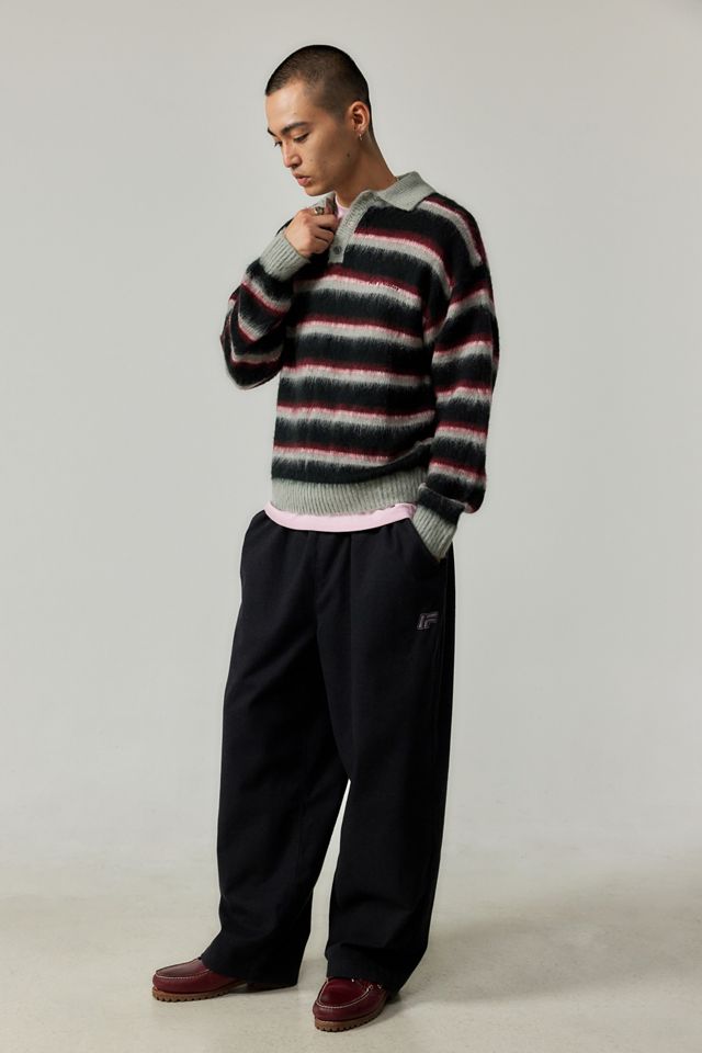 iets frans... Stripe Brushed Knit Polo Jumper #2