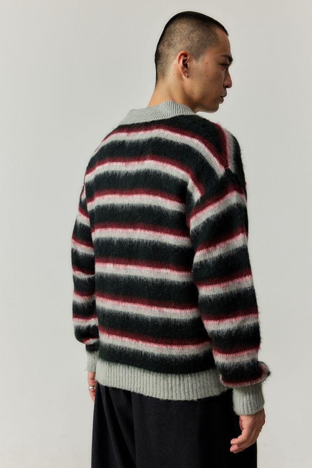 iets frans... Stripe Brushed Knit Polo Jumper #3