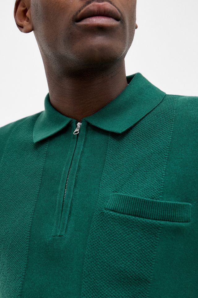 iets frans... Green Vertical Knit Polo Shirt #2