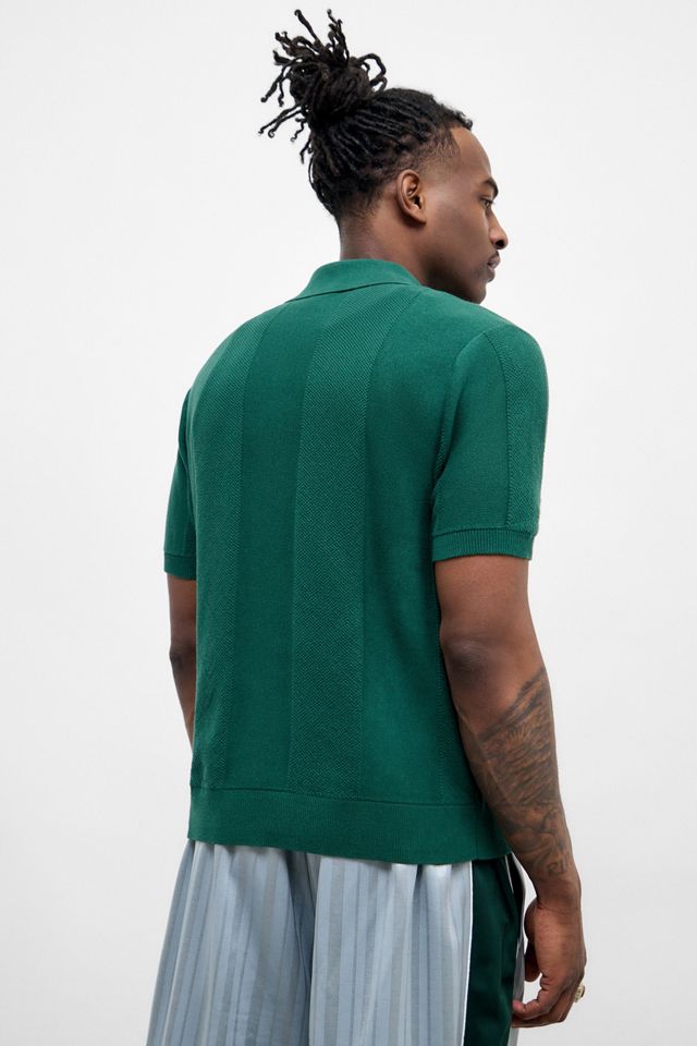 iets frans... Green Vertical Knit Polo Shirt #3