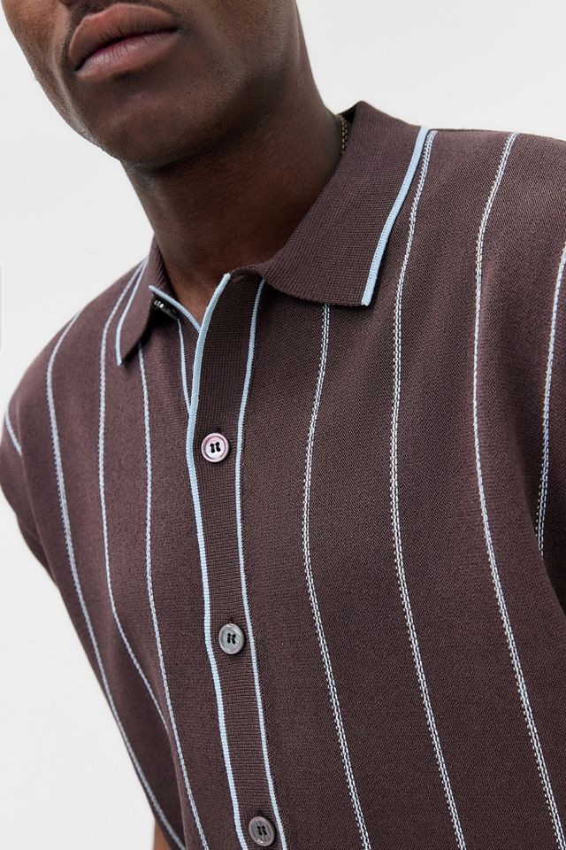 Polo à fines rayures marron Loom #2