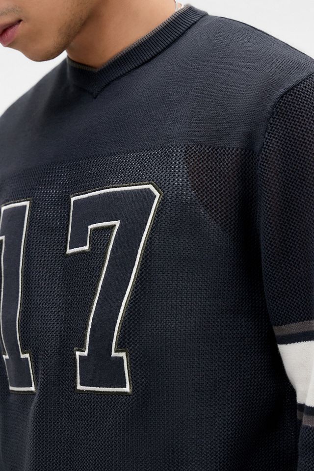 iets frans... Schwarzes Langarm-Varsity-Oberteil aus Strick #2