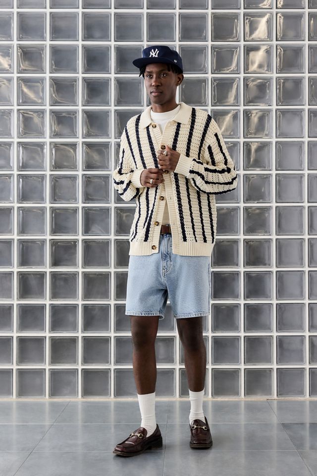 Loom Ecru Navy Knitted Cardigan #2
