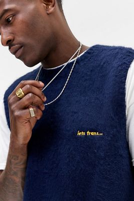 iets frans... Navy Gebürstetes Remi Muskelshirt