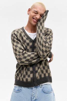Check Brushed Cardigan - S at Urban Outfitters - BDG - Modalova