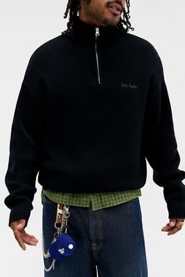 Iets frans. Pull noir en maille avec fermeture éclair au quart en taille: XS - iets frans... - Modalova