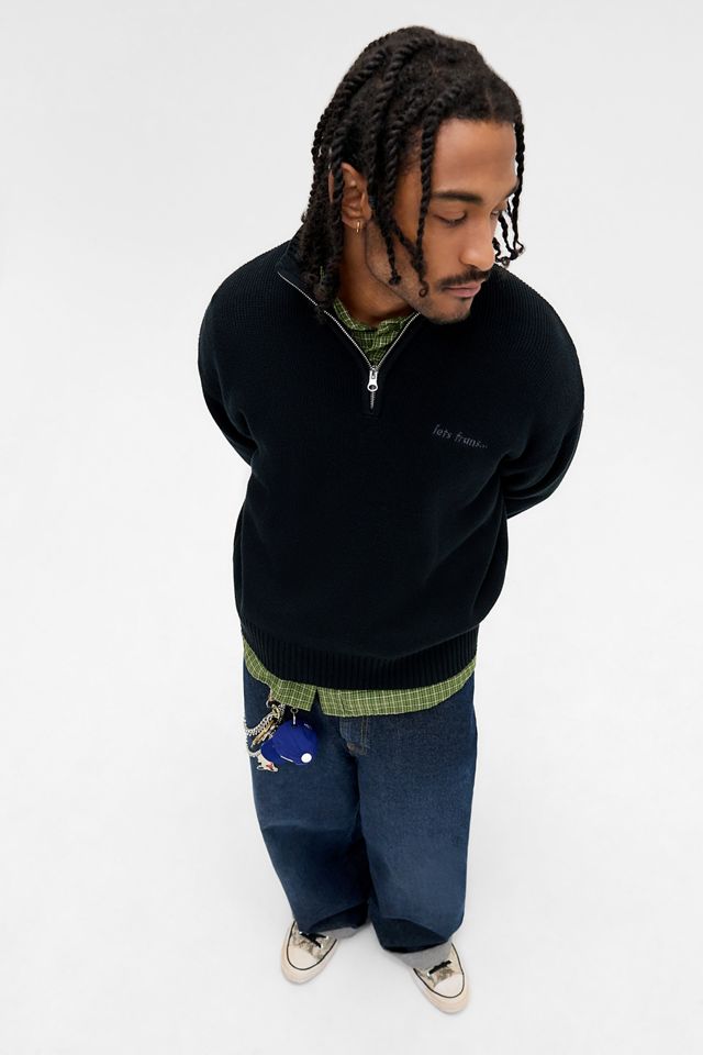 iets frans... Black Knit Quarter Zip Jumper #1