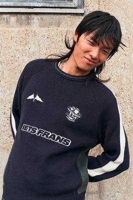 iets frans... Navy Sportliches Panel Strickpullover