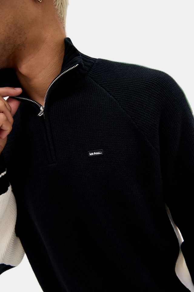 iets frans... Suéter Negro de Cuello Mock con Panel #1