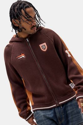 iets frans... Felpa con cappuccio marrone in maglia sportiva