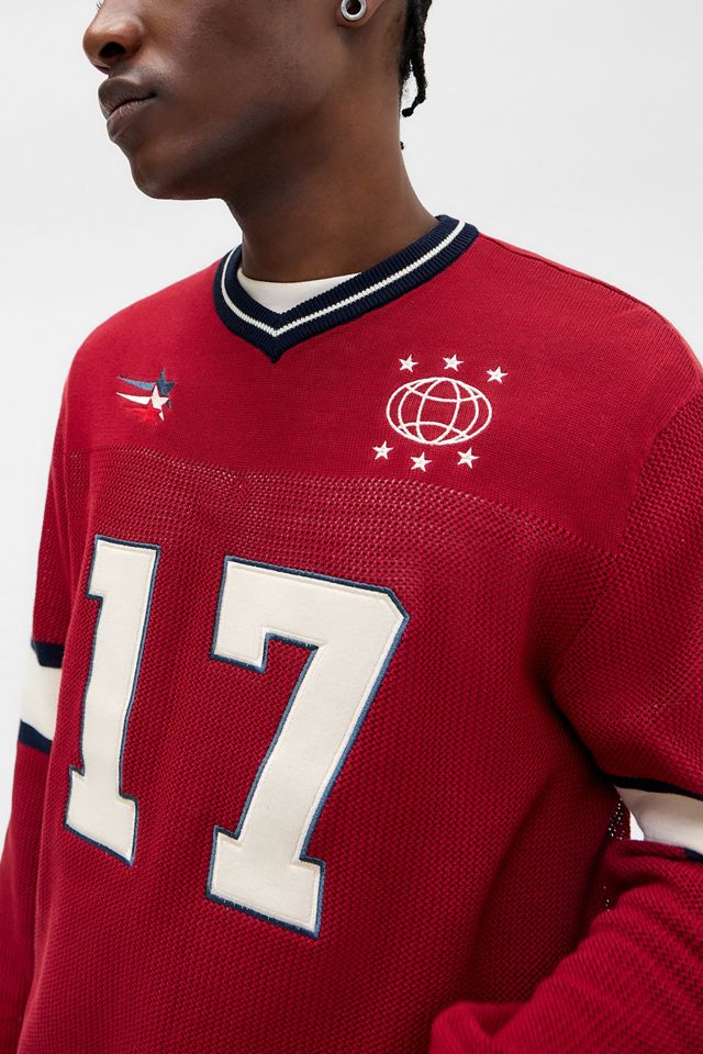 iets frans... Red Varsity Long Sleeve Knit Jumper #1