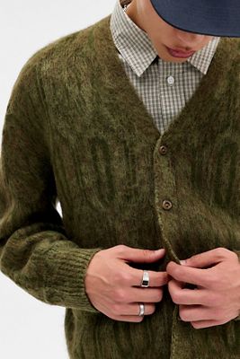 Loom Grüne Gebürstete Strickjacke
