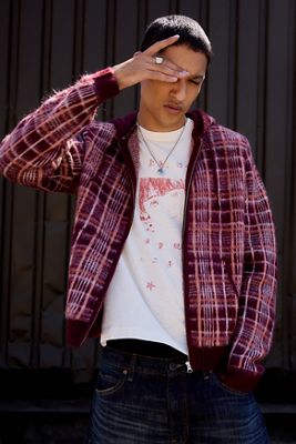 iets frans... Maglione a Maglia con Cappuccio a Quadri Bordeaux