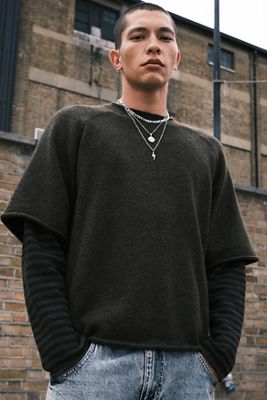 Archivis Stripe Double Layer Knit Tee