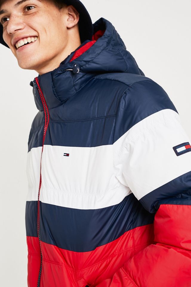 Tommy Jeans Rugby Stripe Red Puffer Jacket #4