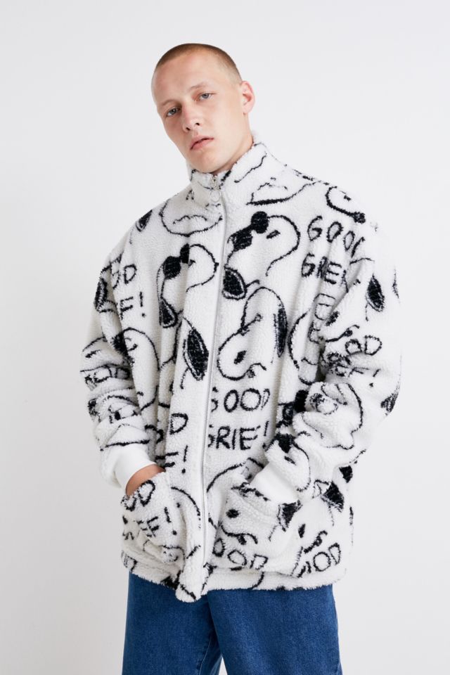 Lazy Oaf X Peanuts Good Grief Zip Through Teddy Jacket Urban Outfitters UK