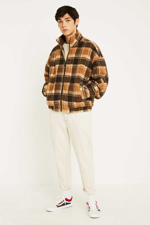 UO Borg Brown Check Track Jacket  #3