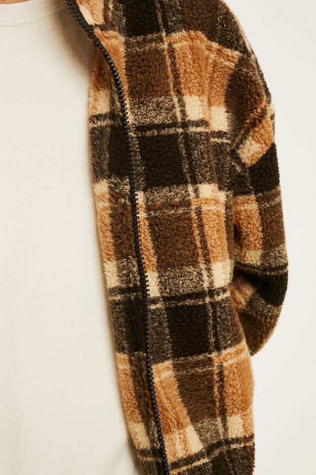 UO Borg Brown Check Track Jacket  #4
