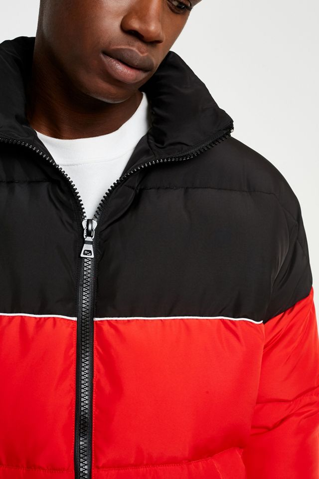 UO Red and Black Panel Puffer Jacket #5