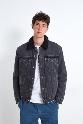 black jean sherpa jacket