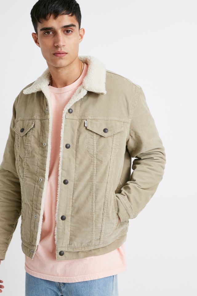 Levi s Veste Type 3 en velours c tel et peau de mouton beige