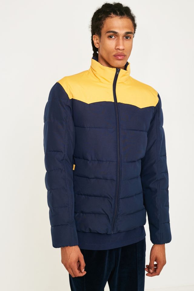 Blue and shop yellow puffer jacket