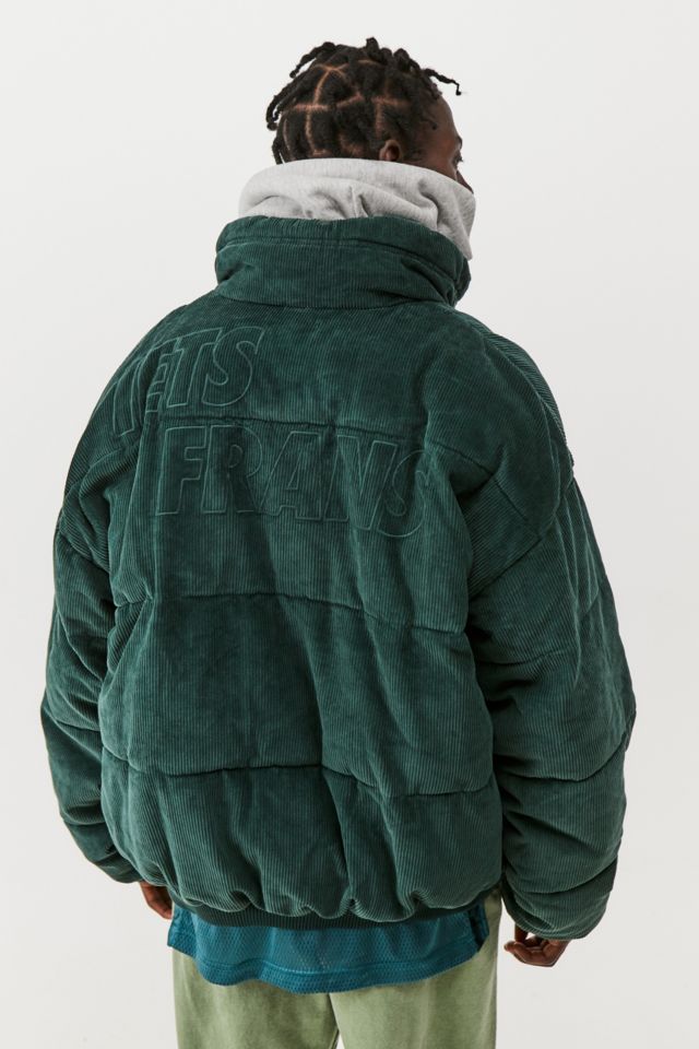 iets frans. Emerald Embroidered Corduroy Puffer Jacket