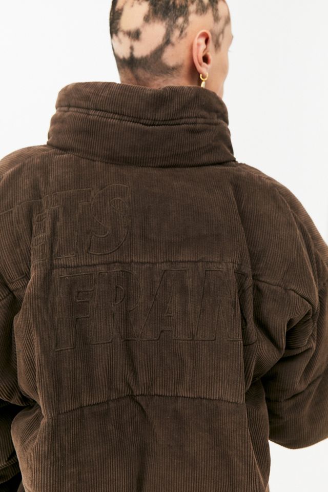 iets frans... Giacca Puffer in velluto a coste ricamato marrone #1