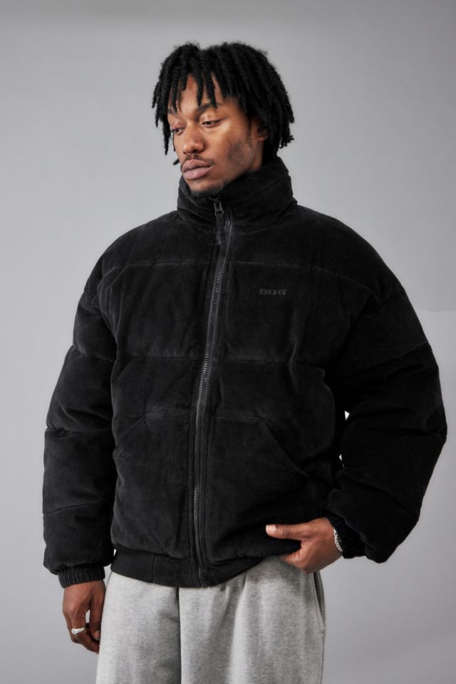 Black cord puffer jacket hotsell