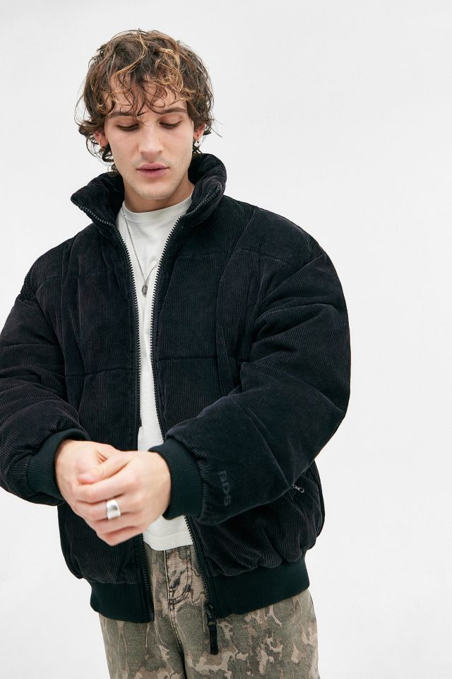 Black cord puffer jacket on sale