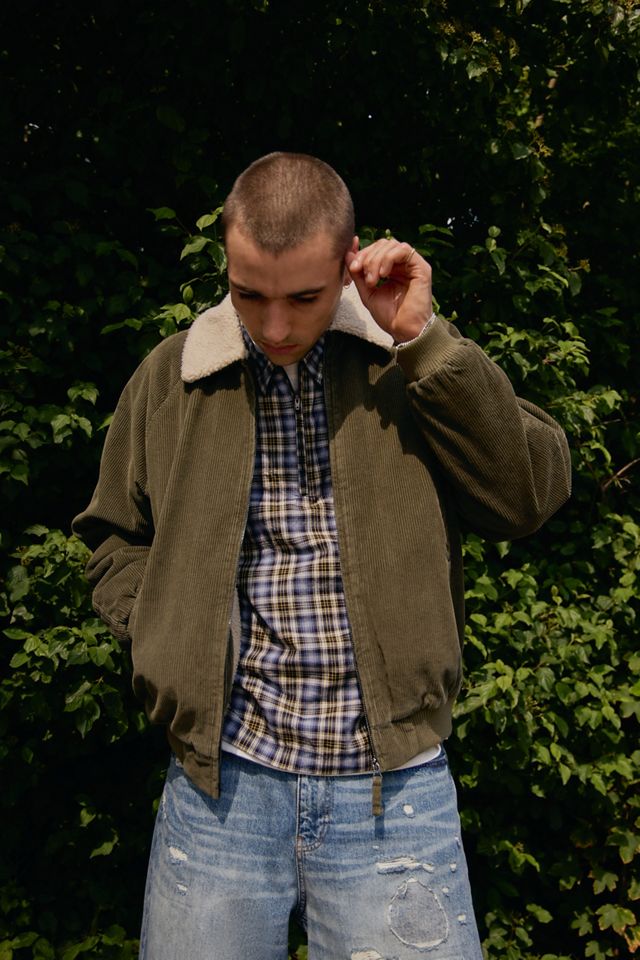 BDG Green Corduroy Aviator Jacket #1