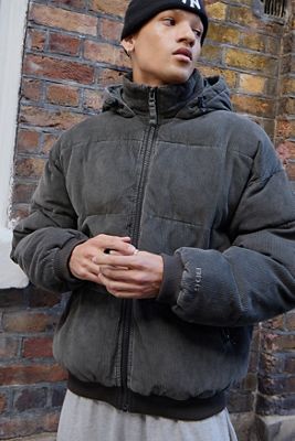 BDG Green Roy Hooded Corduroy Puffer Jacket