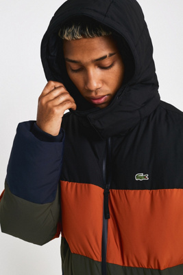 lacoste color block puffer