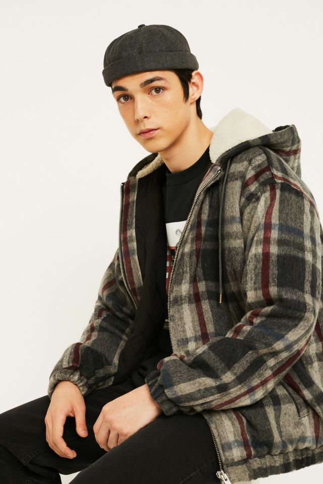 Checked hooded outlet jacket